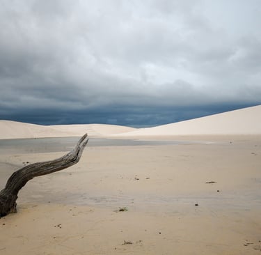 Paysage de sable et de lagunes dans  les lençois dans le Maranhao au Brésil
