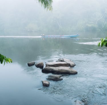 Pirogue de frêt sur le Haut Maroni