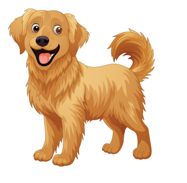 a happy dog standing satisfied that poof pet waste removal cleaned the dog poop
