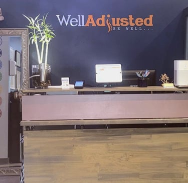 Front desk and reception area at Well Adjusted chiropractic office in Brooklyn, NY