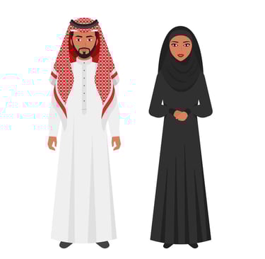 White clothing by men and black by women in hot and arid regions