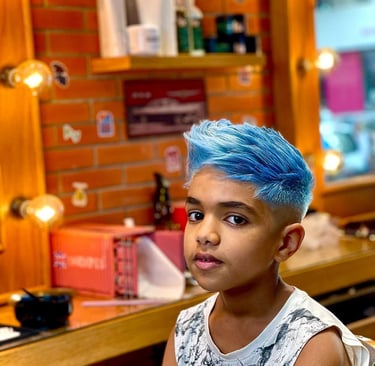 a boy with blue hair and a blue hair