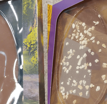 2 caixas com barra de chocolate oval