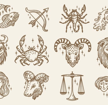 Desenho dos doze signos do zodíaco