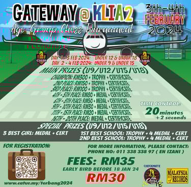 Malaysia Chess. Catur Malaysia. Gateway@KLIA2 Chess Tournament 2024 