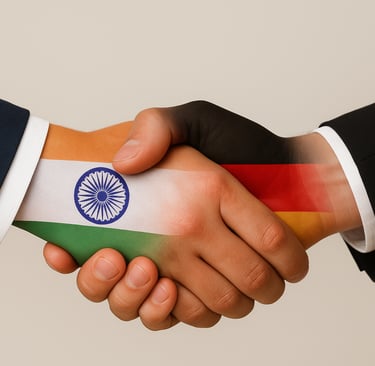 Shaking Hand India and Germany Flag