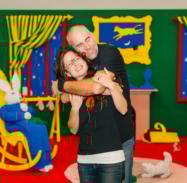 Dundee & Lee fiber artist Emilie Odeile with creative producer Ken Chapin in front of their art installation Goodnight Moon