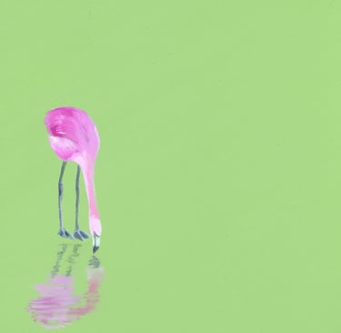 a pink flamingo bird standing in the water