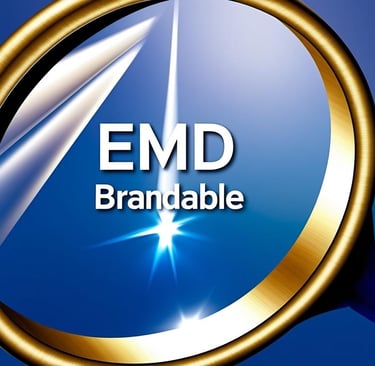 a magnifying glass with EMD and Brandable being examined