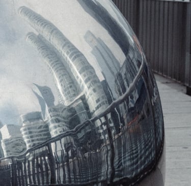 a large metal sculpture of a large metal object