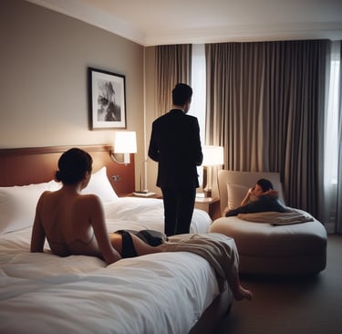 A marked police SUV with red and blue stripes is parked on a paved surface. The vehicle has a roof-mounted light bar and the words 'Direktorat Lalu Lintas' visible on the side. It is parked in front of a building with a tiled roof and several windows.