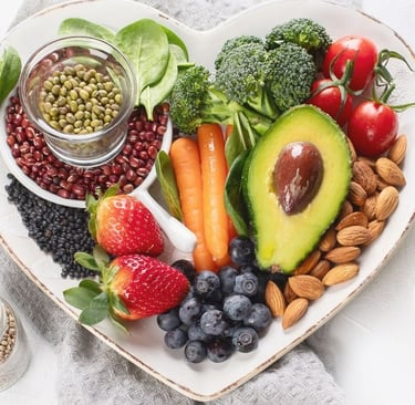 A Heart Shaped Plate With Vegan Food