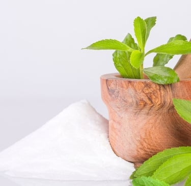 a mortar with stevia