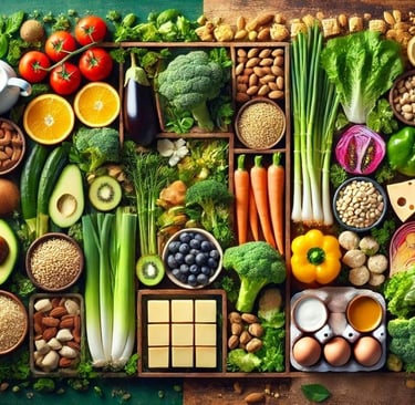 Vegan vs Vegetarian Diet. Fruits and Vegetables