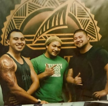 John Tui Carl Cocker with Polynesian tattoo at Kalia Tattoo studio