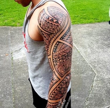 Polynesian tattoo sleeve, Tongan tattoo artist, Brisbane, Perth Australia