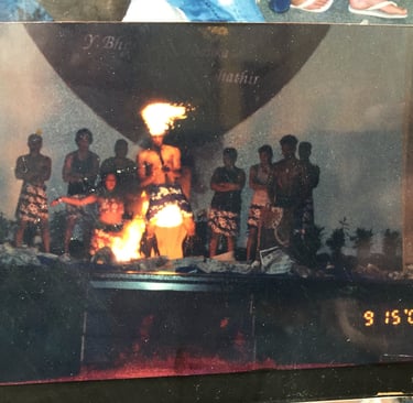 Carl Cocker fire dance on stage 2001 Kuala Lumpur Malaysia
