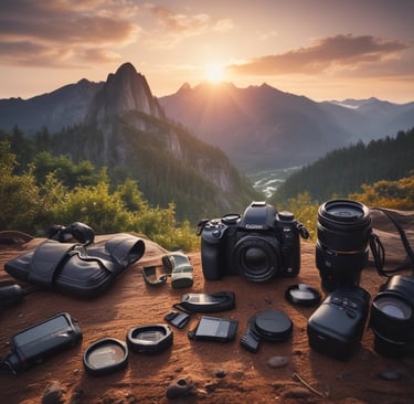 a man sitting in a chair on top of a hill