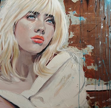 mignon janssen. auftragsarbeit in acryl. Billie Eilish Portrait in Acryl