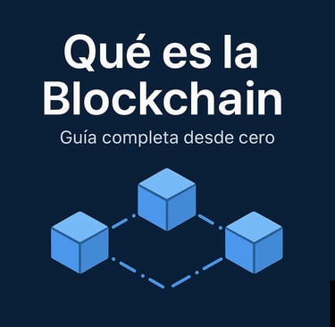 Ilustración de bloques conectados que explica de forma visual qué es la blockchain y cómo funciona la cadena de bloques desde