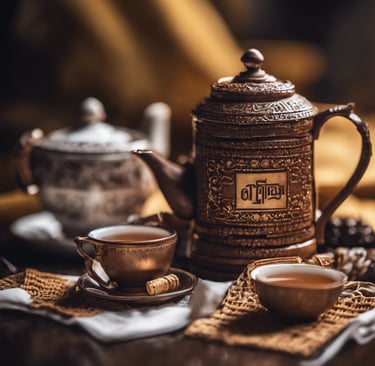 a teapot with a teapot and a cup of tea