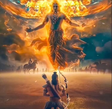 arjuna bowing to krishnas cosmic form