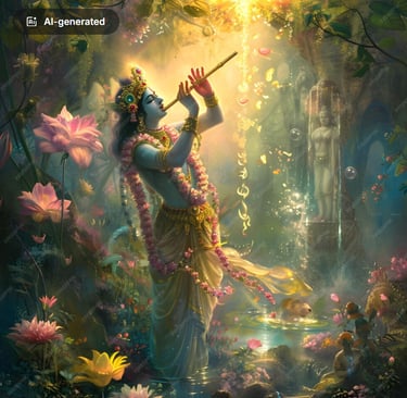 krishna enchanting with his flute 