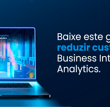 Laptop display showing a warehouse logistics guide for cost reduction using Business Intelligence and Analytics.