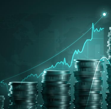 uma pilha de moedas com um gráfico de um gráfico grafeno de grafeno