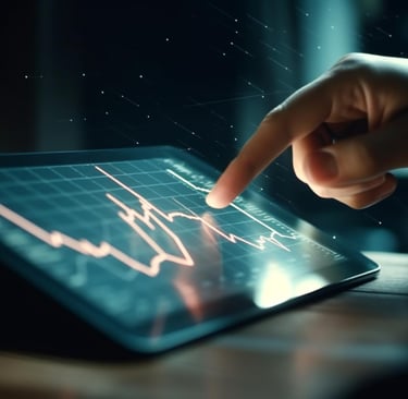 uma pessoa apontando para um gráfico em um tablet