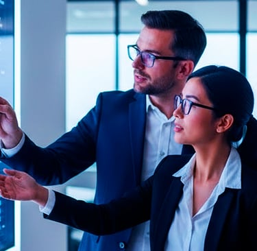 equipe observando gráficos