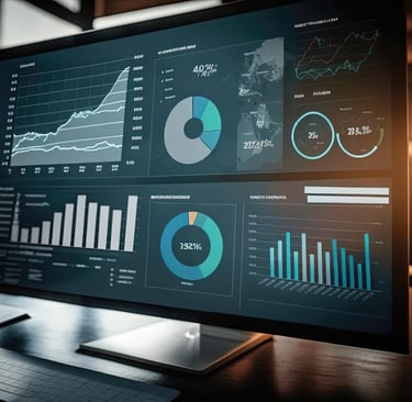 uma tela de monitor exibindo uma tela com uma tabela de gráficos