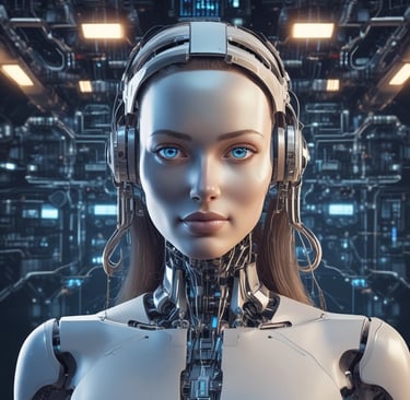 A person working on a laptop with AI-generated charts and graphs on the screen, symbolizing online income through artificial intelligence.