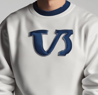 Close-up of a stitched logo on a cotton t-shirt