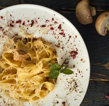 Pappardelle con champiñones