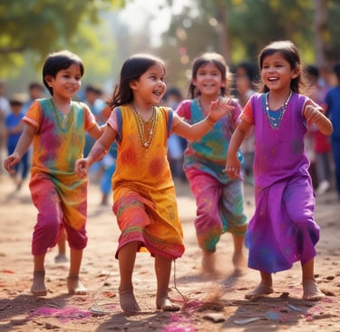 Children joyfully playing with puzzles in a sunlit room.