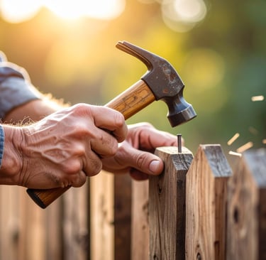 Hand hammering nail into fence – symbolising the systematic development of effective protection