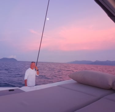 Finally we are off - into the sunset