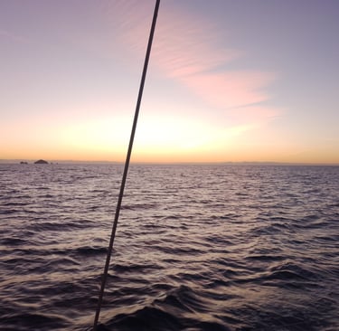 Sunrise on Wind Shift our expedition yacht