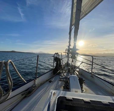 Arriving at sunset in Port Stephens