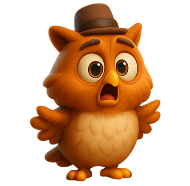 un hibou surpris avec un chapeau