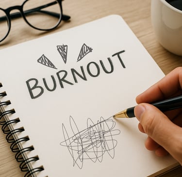 carnet où est écrit burn out