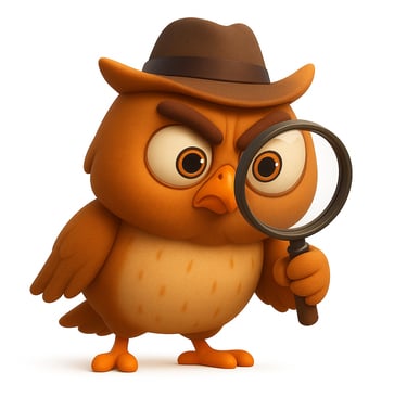 hibou avec une loupe