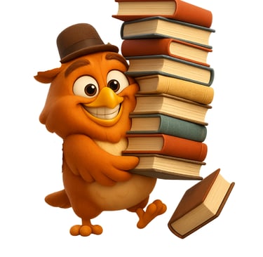 hibou porte des livres