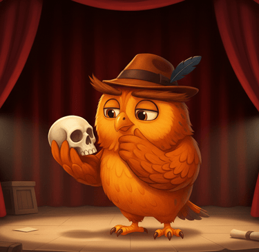 hibou regarde un crâne