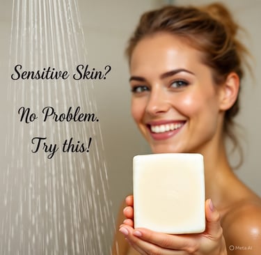 Lady smiling with a bar of Back2naturalness Castile Soap in Hand 