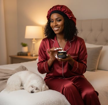 image of black lady with her dog 
