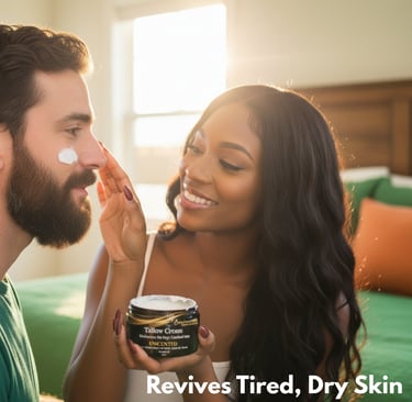 a man and woman rubbing Back2naturalness moisturizing cream on skin 