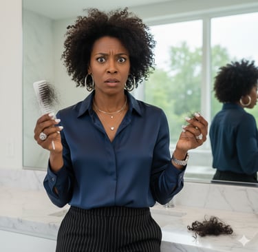 a black lady loosing her hair 