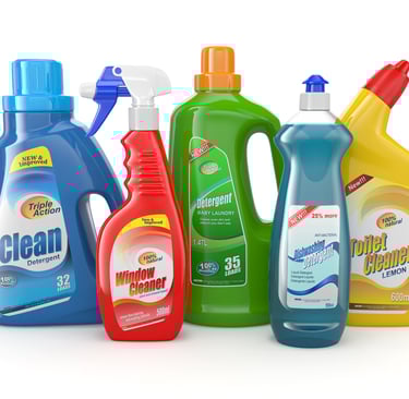 a variety of cleaning products including cleaning products